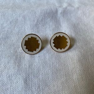 Gold & White Southwestern Earrings